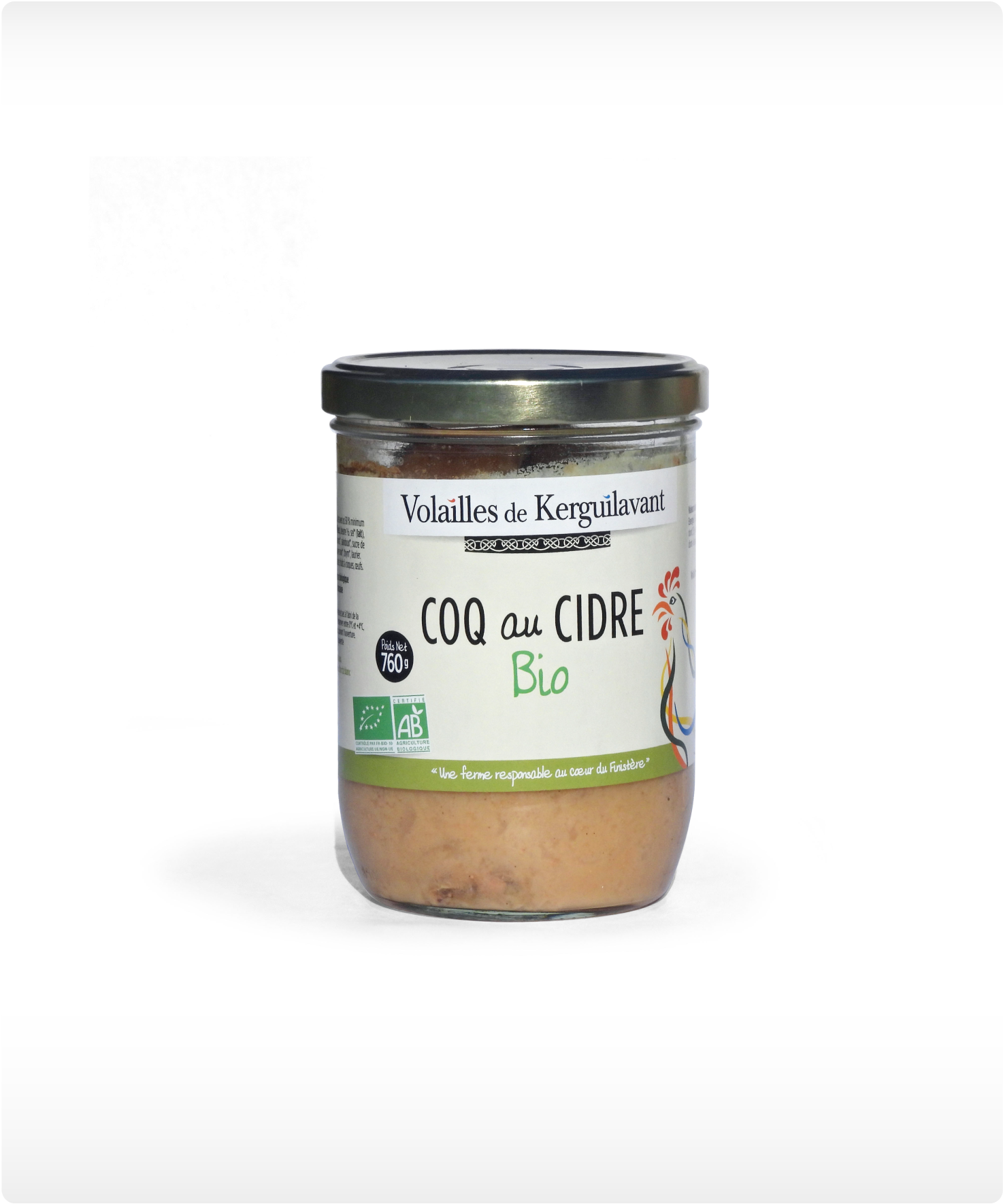 vente conserve coq au cidre BIO en Finistère ferme de Kerguilavant