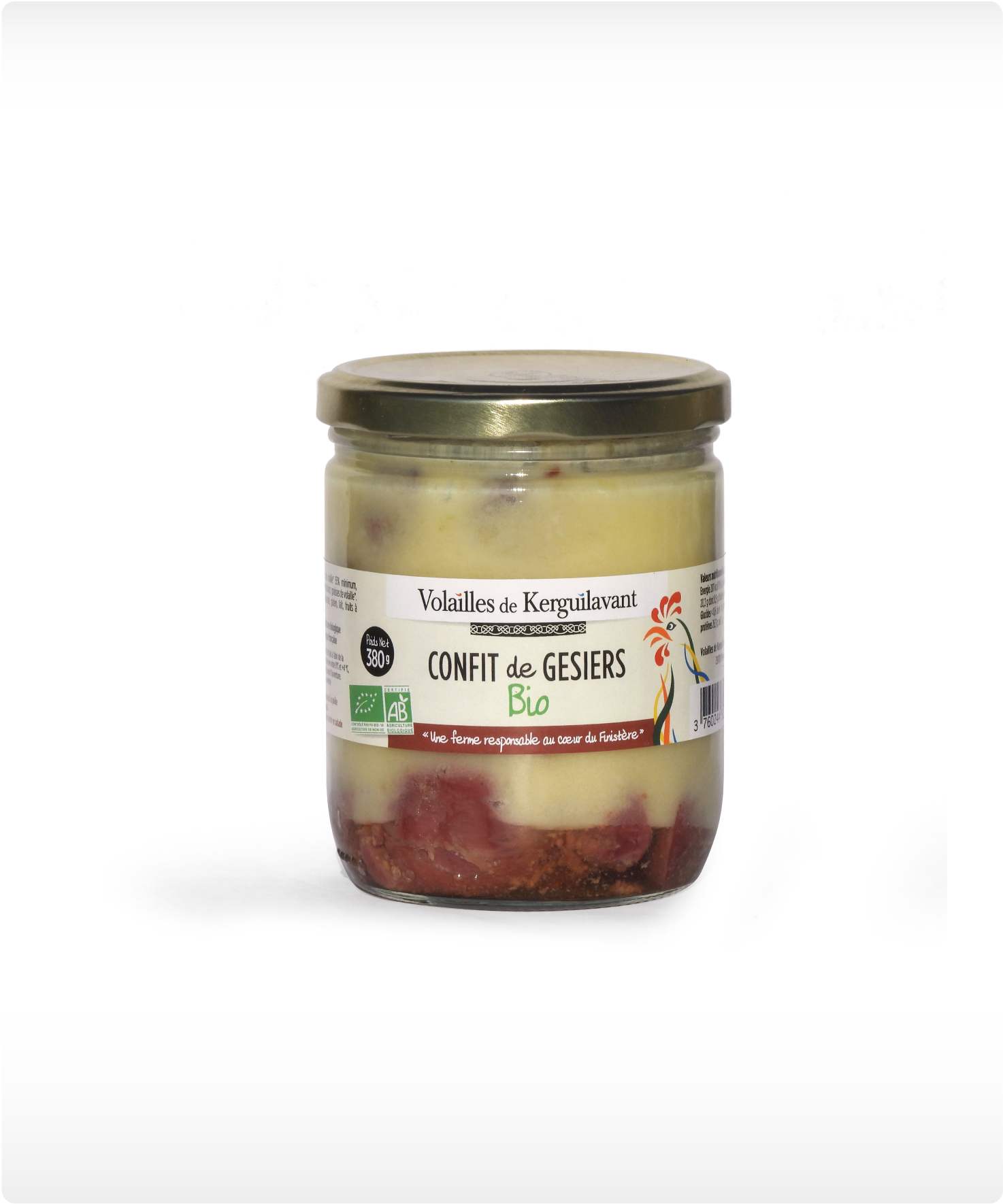 vente gésiers de volailles confit Bio au poivre vert de 190 gr en Finistère sur Pleuven, Concarneau, Fouesnant, Quimper et Pont l'Abbé